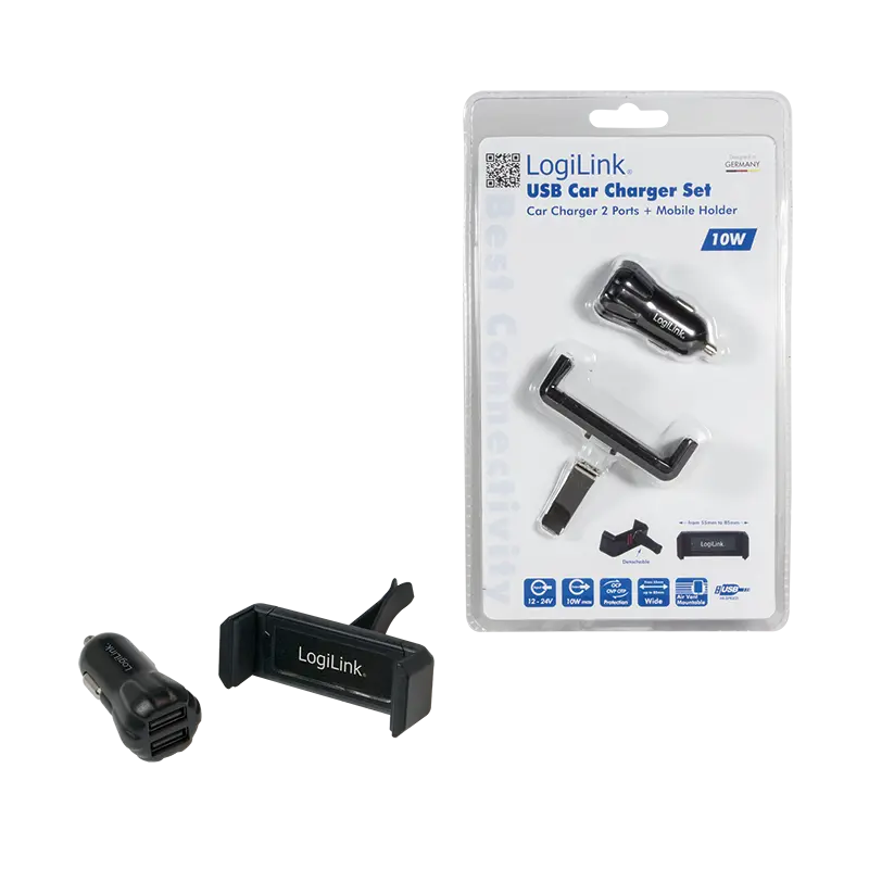 Lader Auto 2xUSB-A 10W + Telefoonhouder LogiLink Zw. - Afbeelding 8