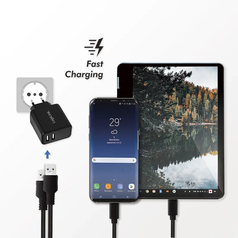 Lader 230V 2xUSB-A 12W LogiLink Zwart - Afbeelding 5