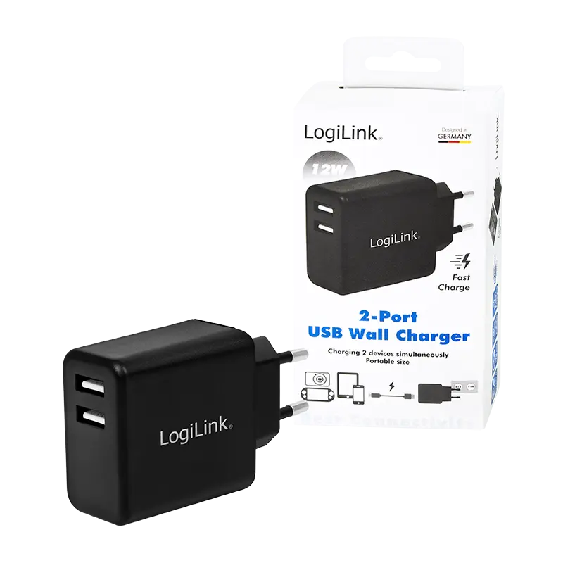 Lader 230V 2xUSB-A 12W LogiLink Zwart - Afbeelding 6