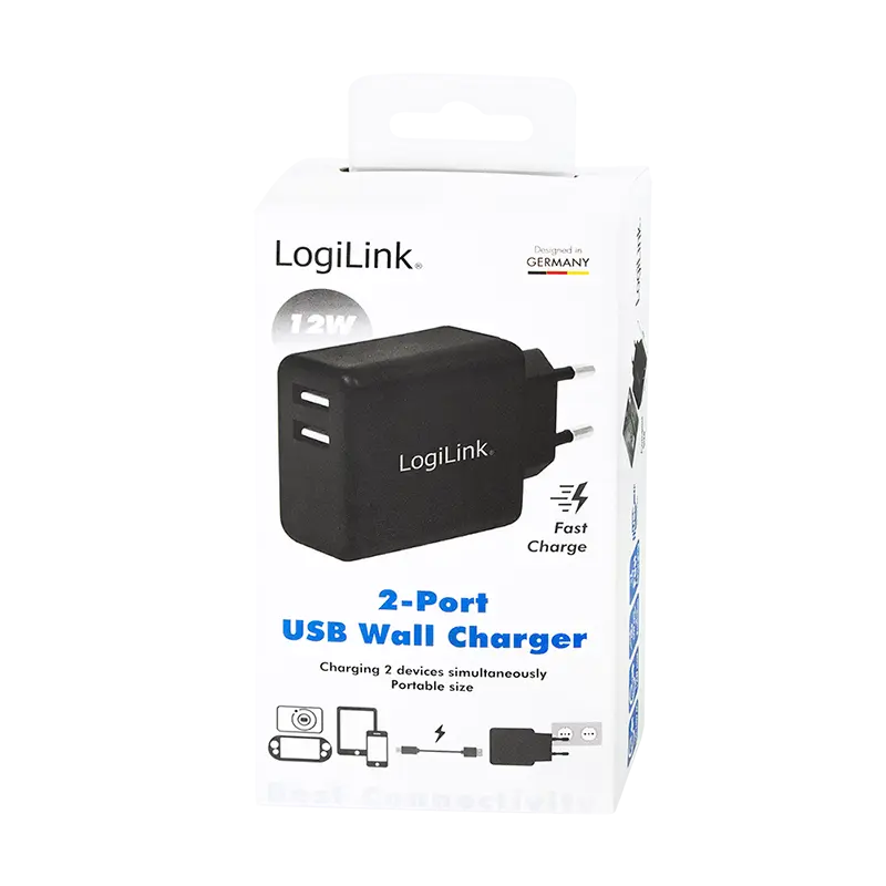 Lader 230V 2xUSB-A 12W LogiLink Zwart - Afbeelding 7