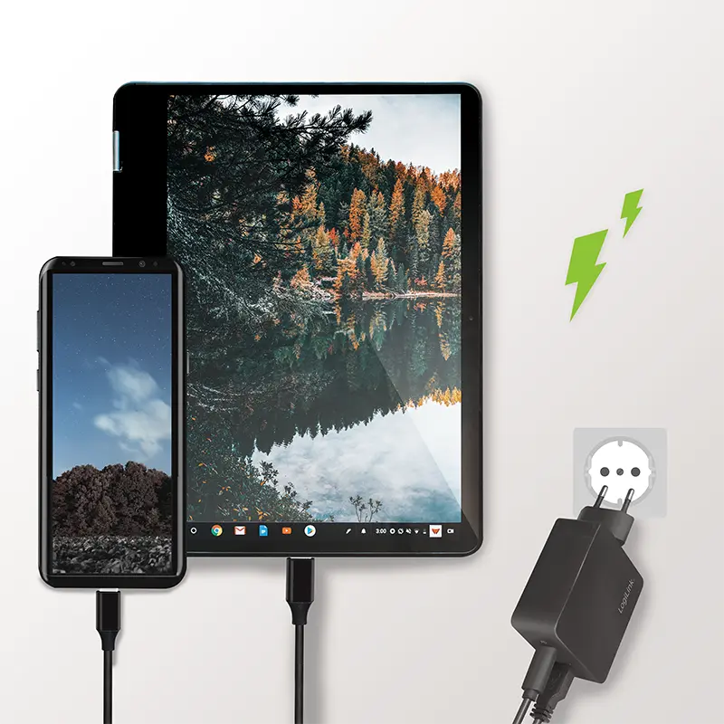 Lader 230V 1xUSB-C 18W+1xUSB-A 18W LogiLink Zwart - Afbeelding 4