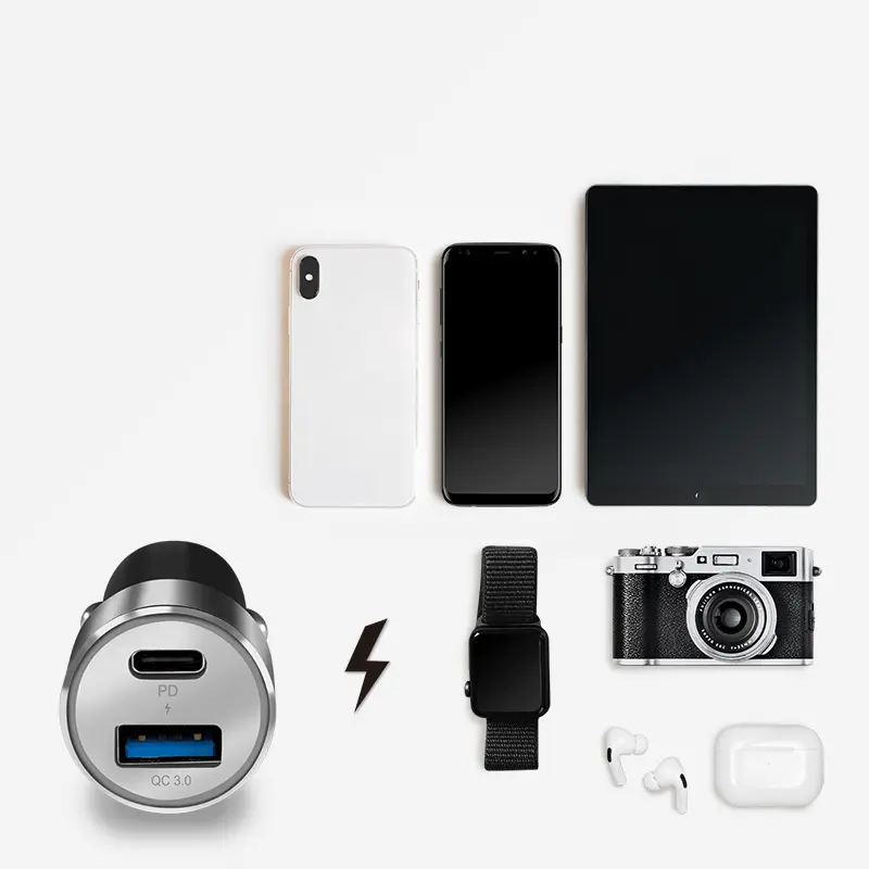 Lader Auto 1xUSB-C 18W + 1xUSB-A 18W LogiLink Zilver - Afbeelding 5