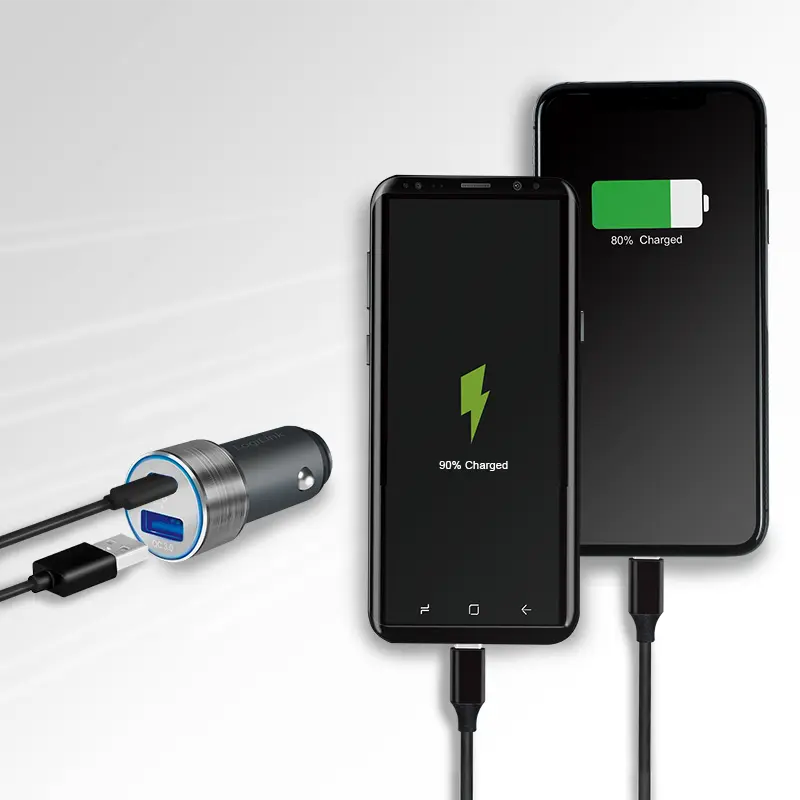 Lader Auto 1xUSB-C 18W + 1xUSB-A 18W LogiLink Zilver - Afbeelding 6