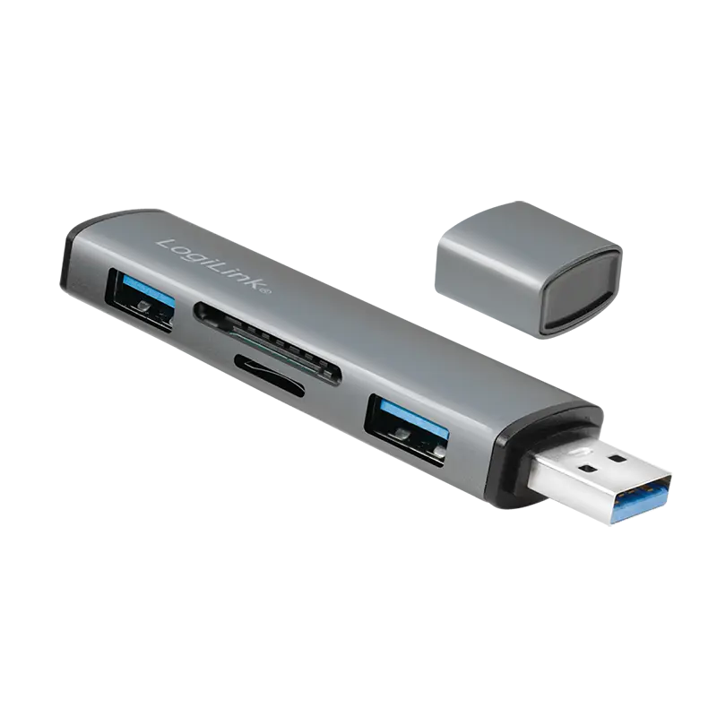 LogiLink 2 Port, USB-A --> USB-A 3.2 + cardreader