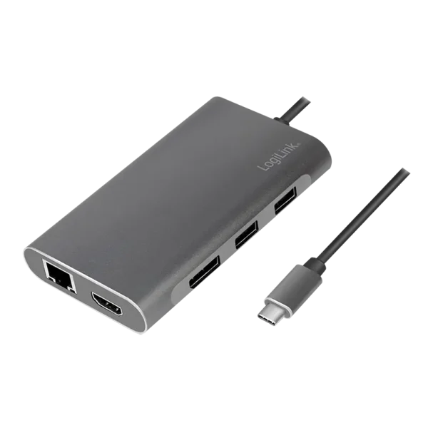 Docking 2xVideo Logilink USB-C, 100W, 4K, 8 Port