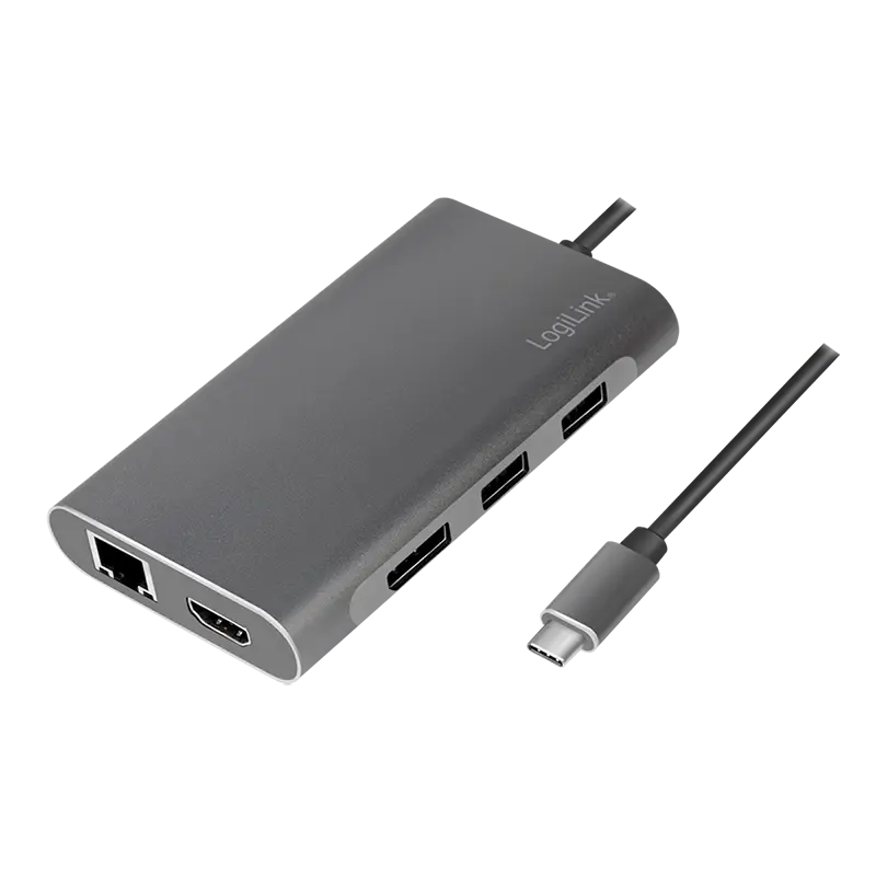 Docking 2xVideo Logilink USB-C, 100W, 4K, 8 Port