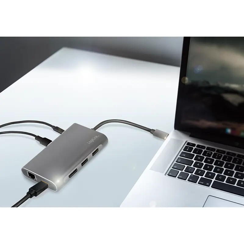 Docking 2xVideo Logilink USB-C, 100W, 4K, 8 Port - Afbeelding 7