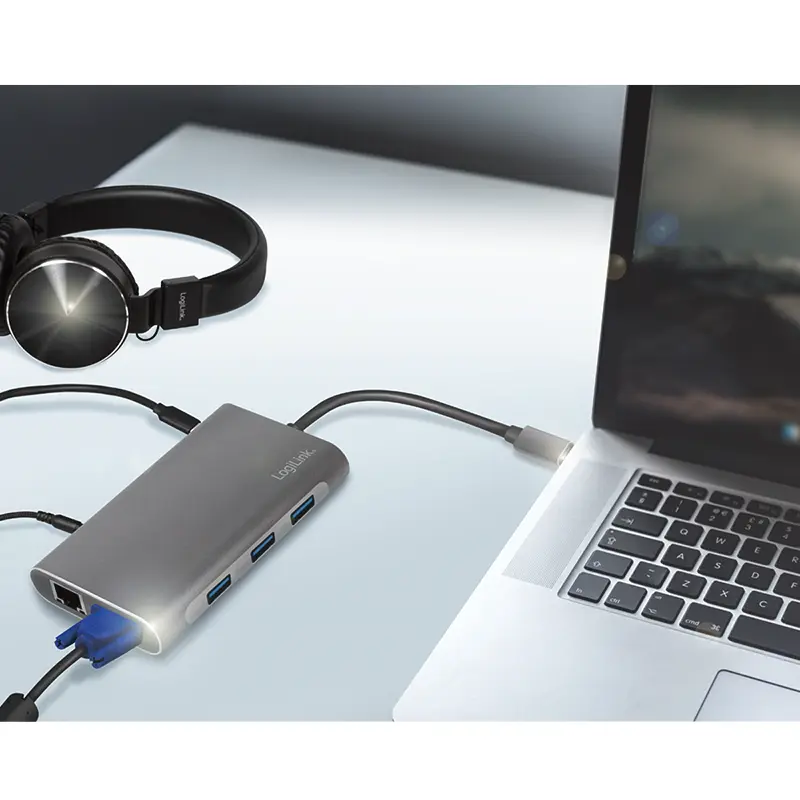 Docking 2xVideo Logilink USB-C, 100W, 4K, 10 Port - Afbeelding 7