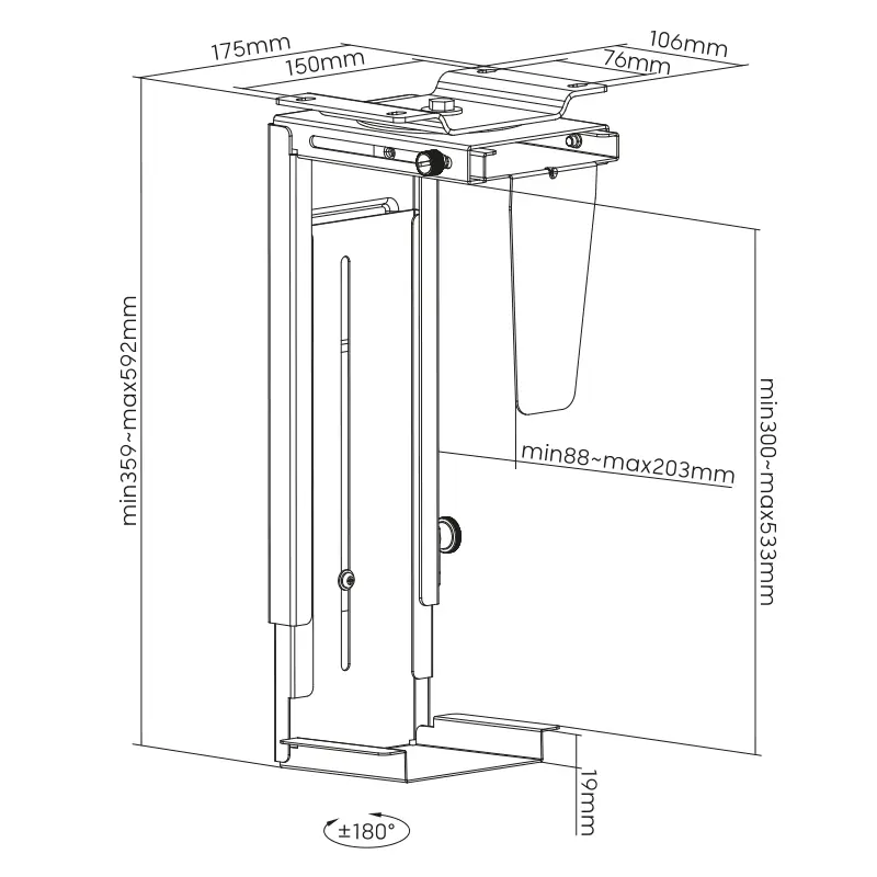 LogiLink Pc-houder, ondertafel- of wandmontage - Afbeelding 4