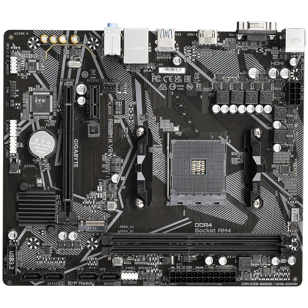 Gigabyte AM4 A520M K V2 - DDR4/M.2/HDMI/VGA/µATX - Afbeelding 2