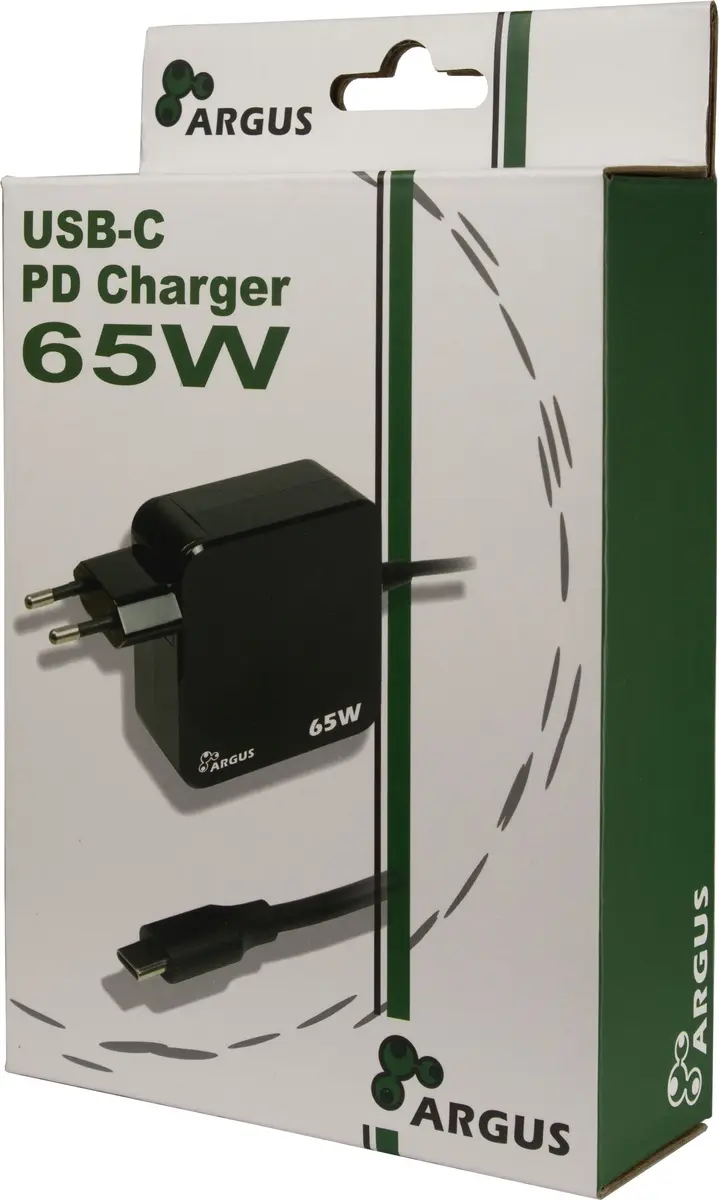 Lader 230V 1xUSB-C 65W Argus PD-2065 Zwart - Afbeelding 2