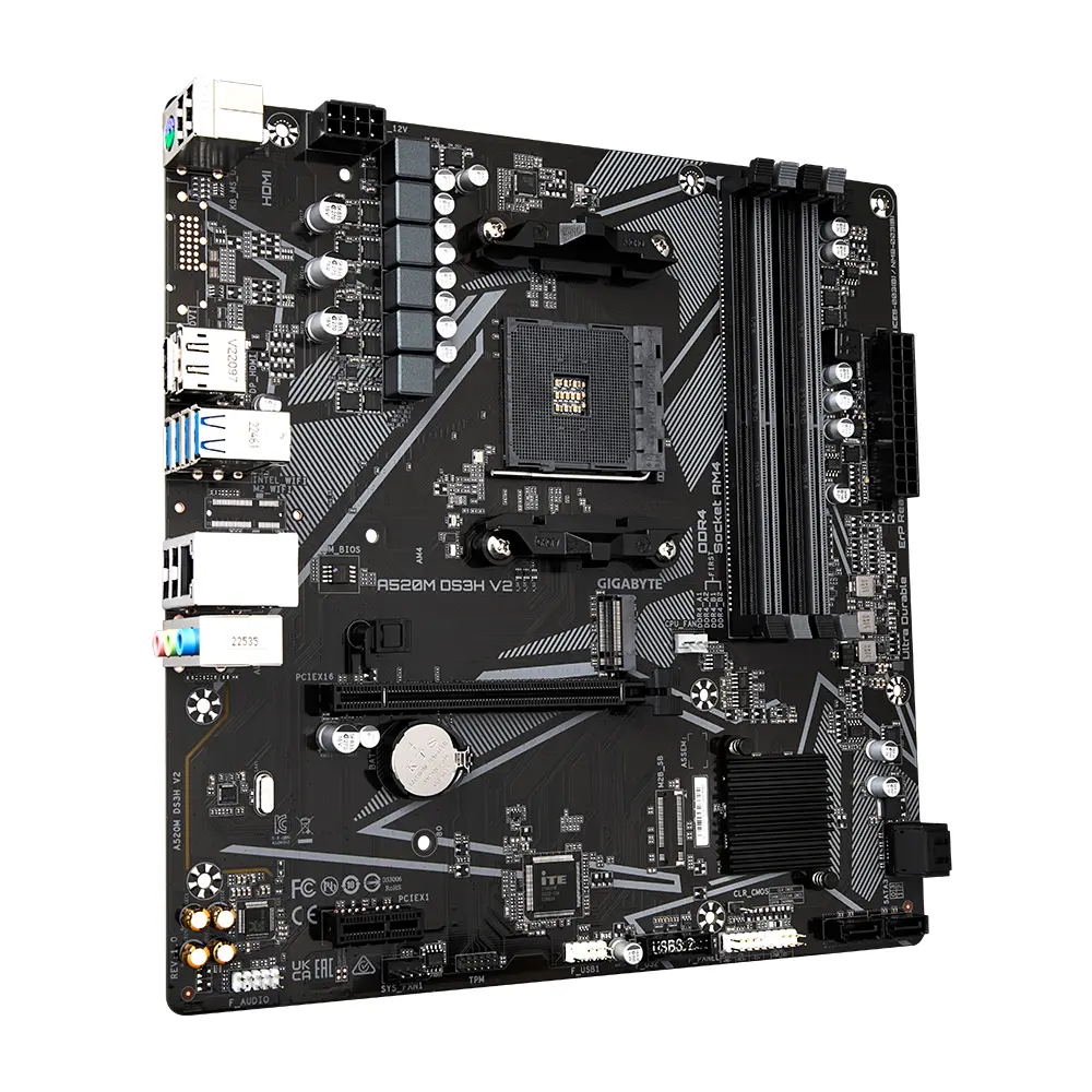 Gigabyte AM4 A520M DS3H V2 - DDR4/M.2/DP/HDMI/DVI/µATX - Afbeelding 2