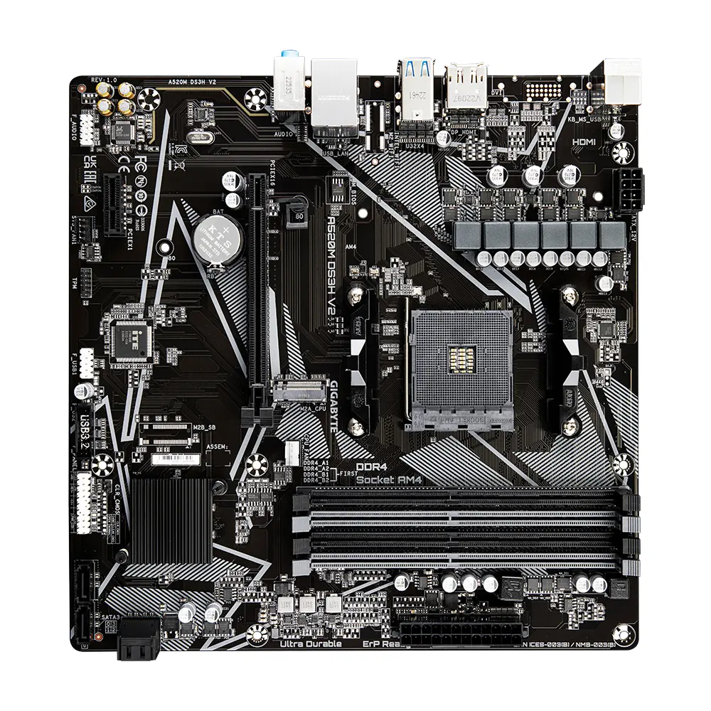 Gigabyte AM4 A520M DS3H V2 - DDR4/M.2/DP/HDMI/DVI/µATX - Afbeelding 3
