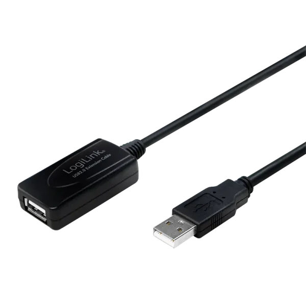 USB-A 2.0 (M) --> (F) 10.00m Verlenging LogiLink Zwart