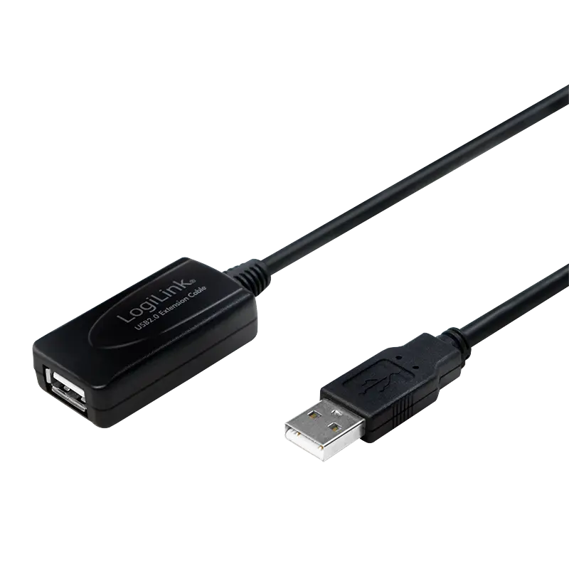 USB-A 2.0 (M) --> (F) 10.00m Verlenging LogiLink Zwart
