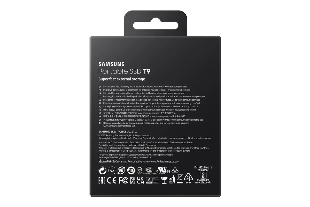 1TB Samsung T9 NVMe/Zwart/USB-C/2000/1950 - Afbeelding 9