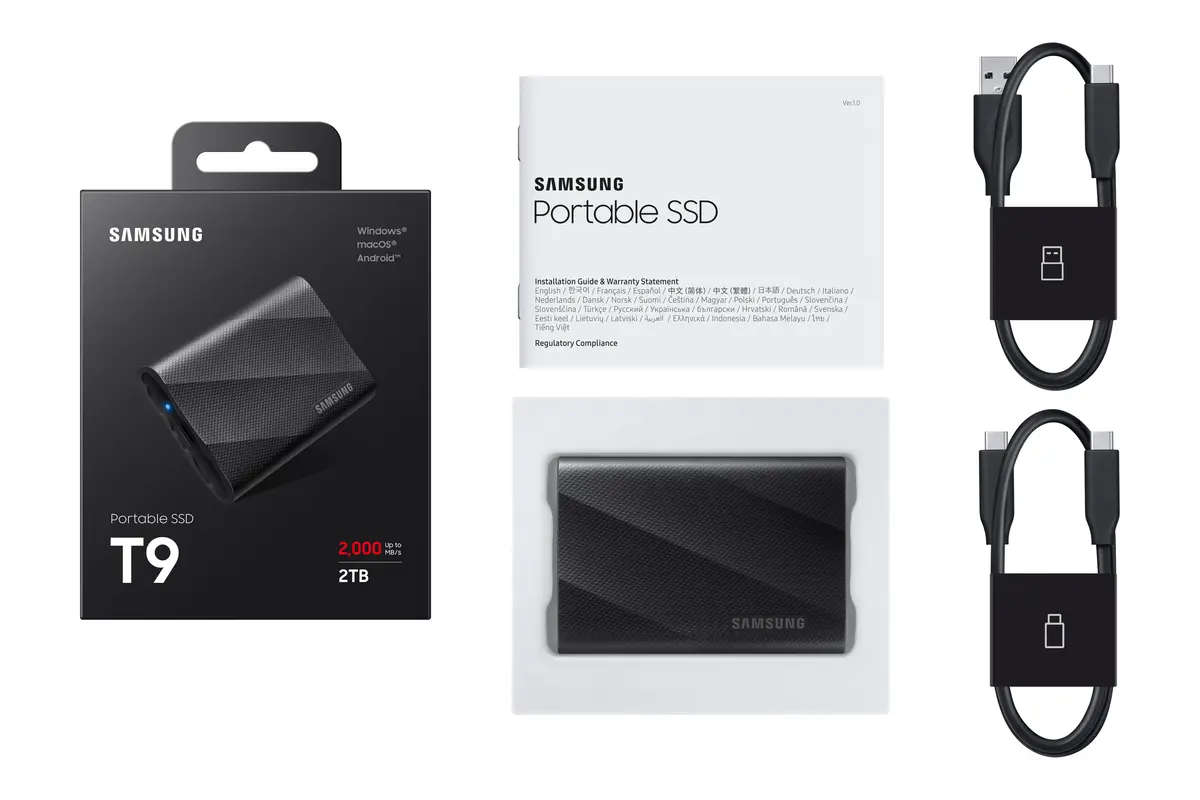 2TB Samsung T9 NVMe/Zwart/USB-C/2000/1950 - Afbeelding 12