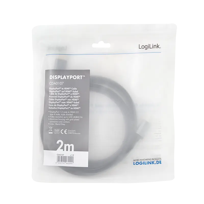 DisplayPort 1.2 --> HDMI 2.00m 4K/60Hz LogiLink - Afbeelding 4