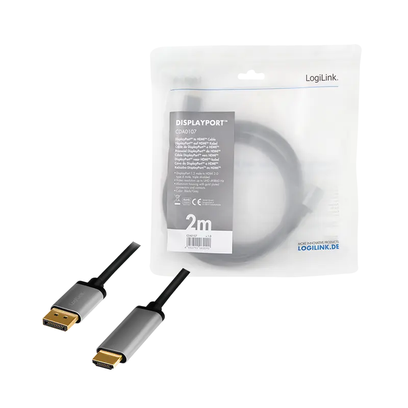DisplayPort 1.2 --> HDMI 2.00m 4K/60Hz LogiLink - Afbeelding 5