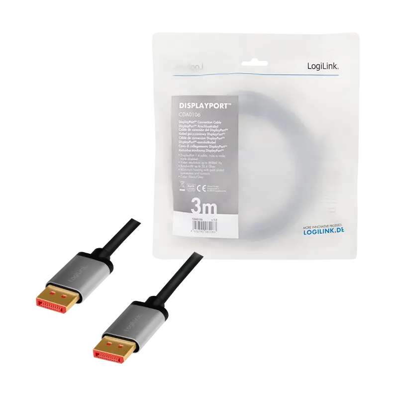 DisplayPort 1.4 3.00m 8K/60Hz LogiLink Aluminium - Afbeelding 5