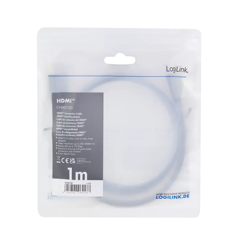 HDMI 1.00m 4K/60Hz LogiLink, aluminium - Afbeelding 4
