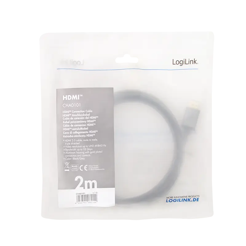 HDMI 2.00m 4K/60Hz LogiLink, aluminium - Afbeelding 4