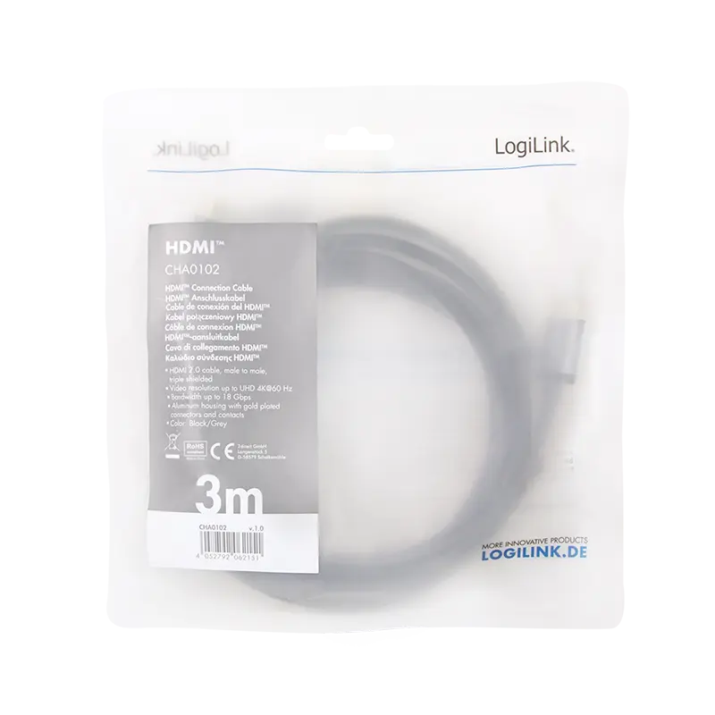 HDMI 3.00m 4K/60Hz LogiLink, aluminium - Afbeelding 4