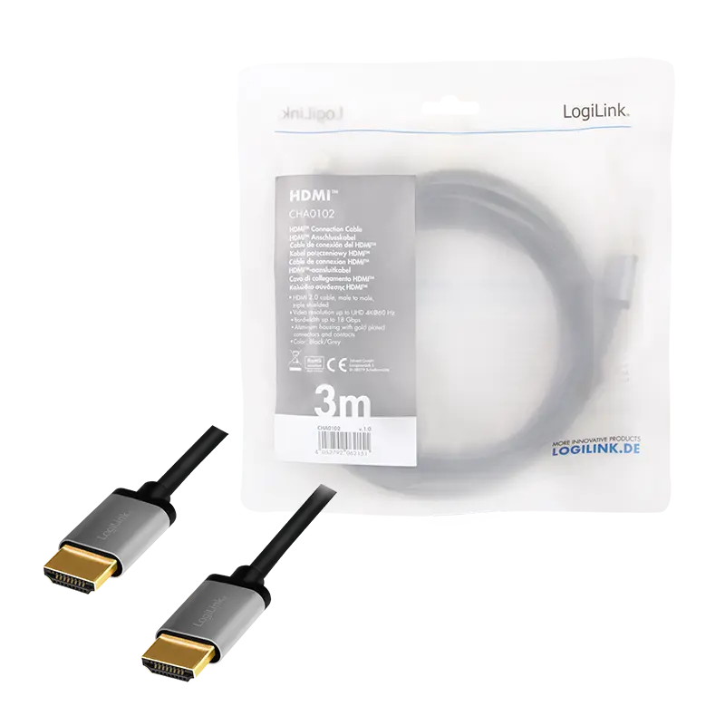 HDMI 3.00m 4K/60Hz LogiLink, aluminium - Afbeelding 5