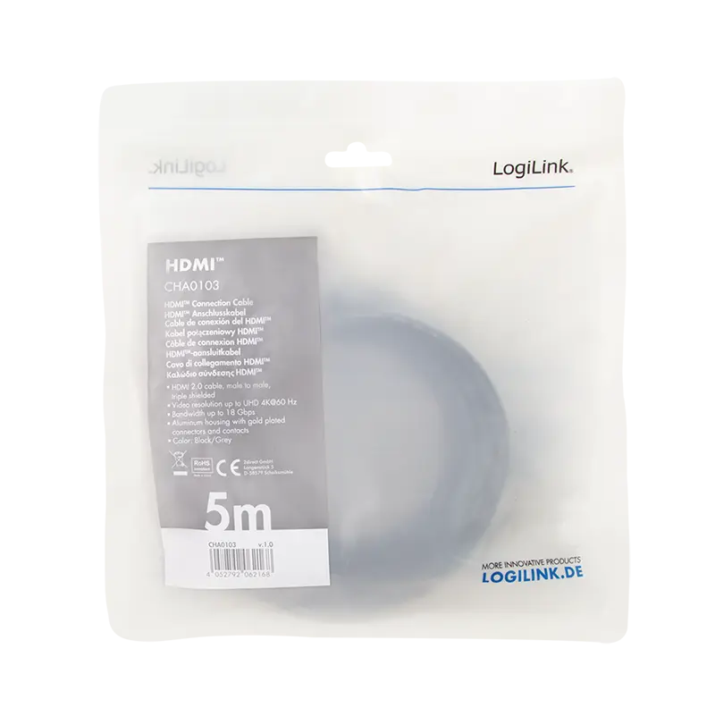 HDMI 5.00m 4K/60Hz LogiLink, aluminium - Afbeelding 4
