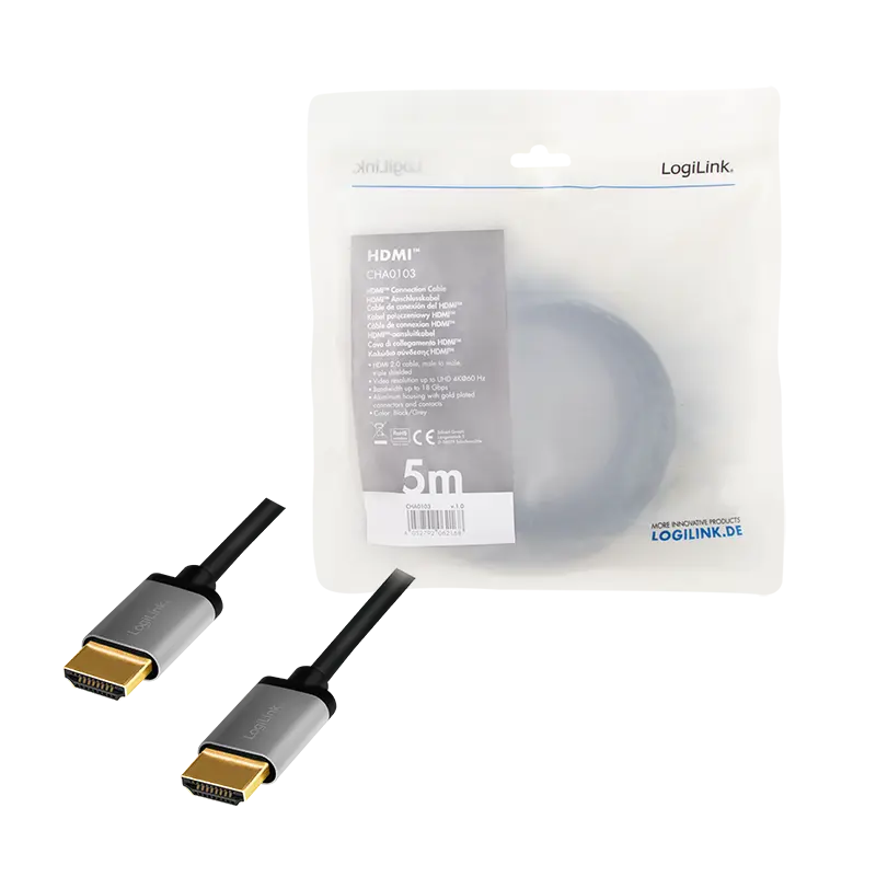 HDMI 5.00m 4K/60Hz LogiLink, aluminium - Afbeelding 5