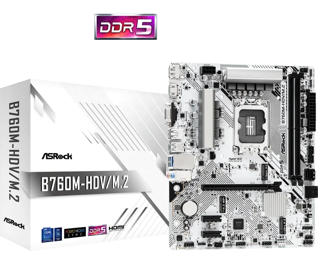 ASRock 1700 B760M-HDV/M.2 - DDR5/2xM.2/DP/HDMI/VGA/wit