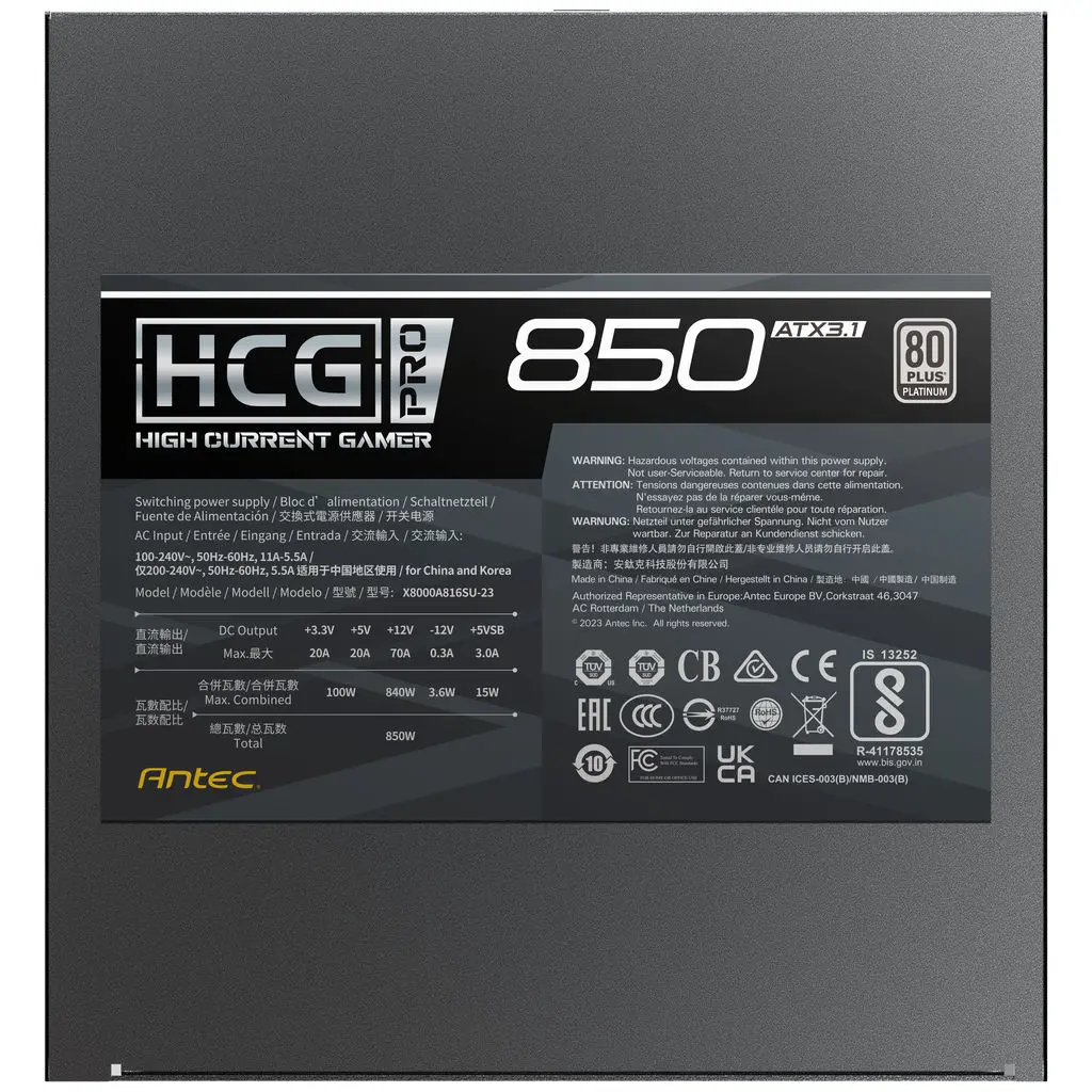 Antec 850W HCG850 Pro P EC 80+ Platinum Full M. ATX3.1 - Afbeelding 6
