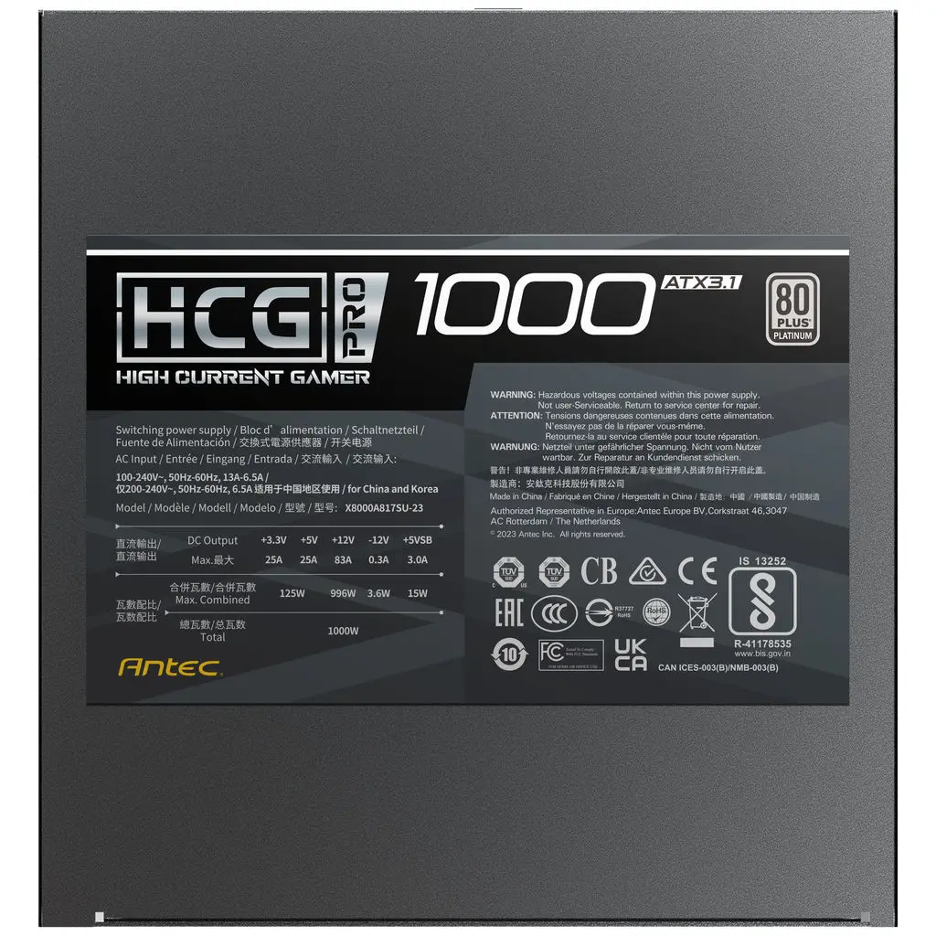 Antec 1000W HCG1000 Pro P EC 80+ Platinum Full M. ATX3.1 - Afbeelding 7