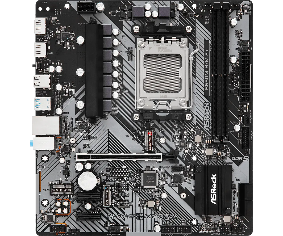 ASRock AM5 B650M-H/M.2+ - DDR5/M.2/DP/HDMI/µATX - Afbeelding 2