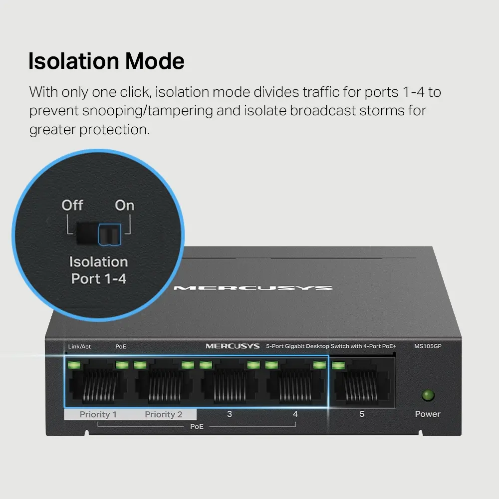 5Port 1Gbps 4xPoE+ 65W MERCUSYS - Afbeelding 7