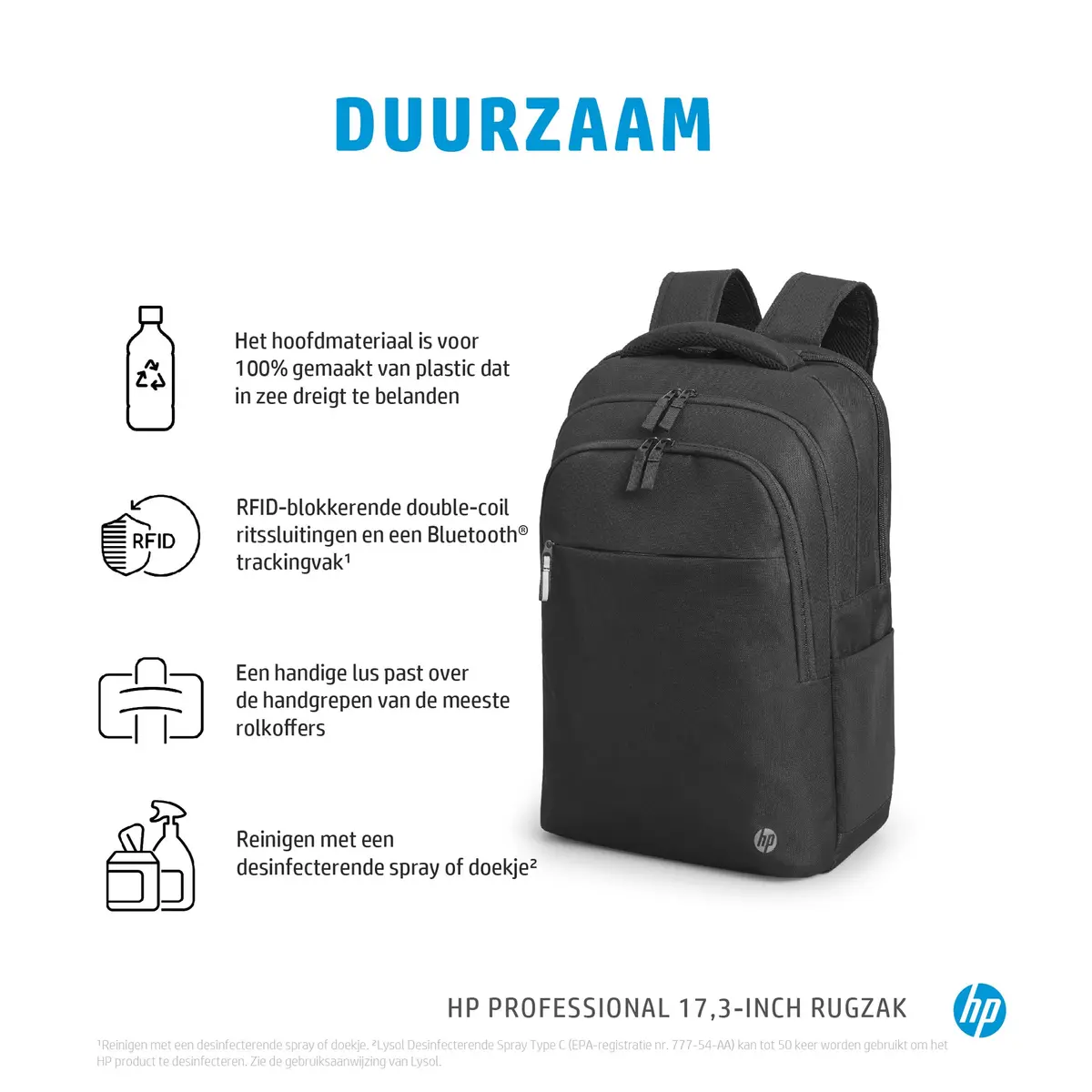 Tas 17,3" HP Professional Backpack Zwart - Afbeelding 8