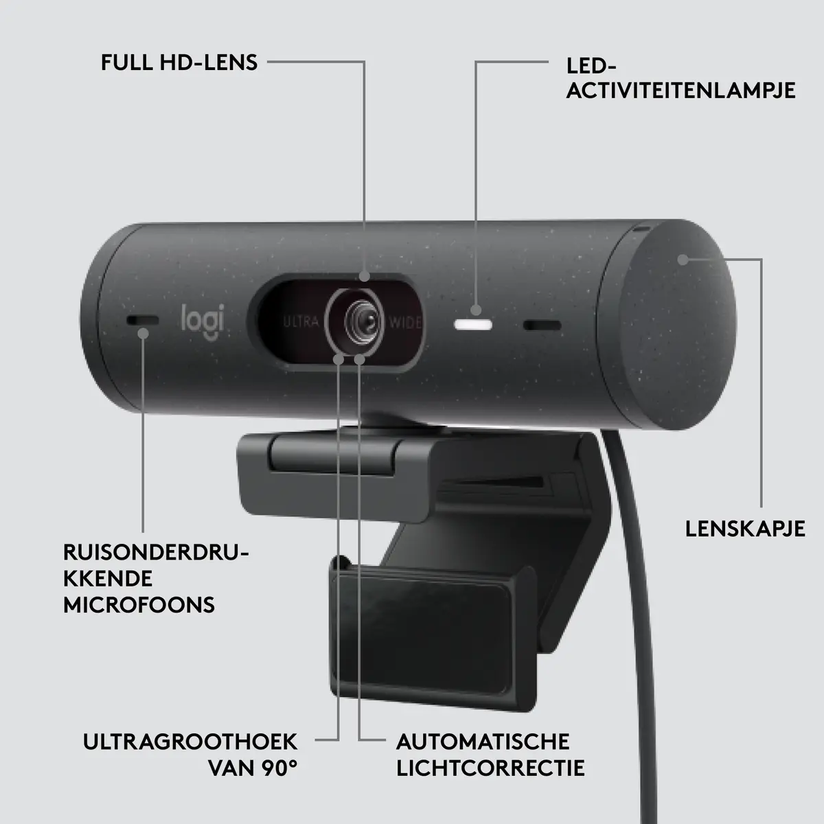 Logitech WebCam USB-C Brio 500 FHD Graphite - Afbeelding 12