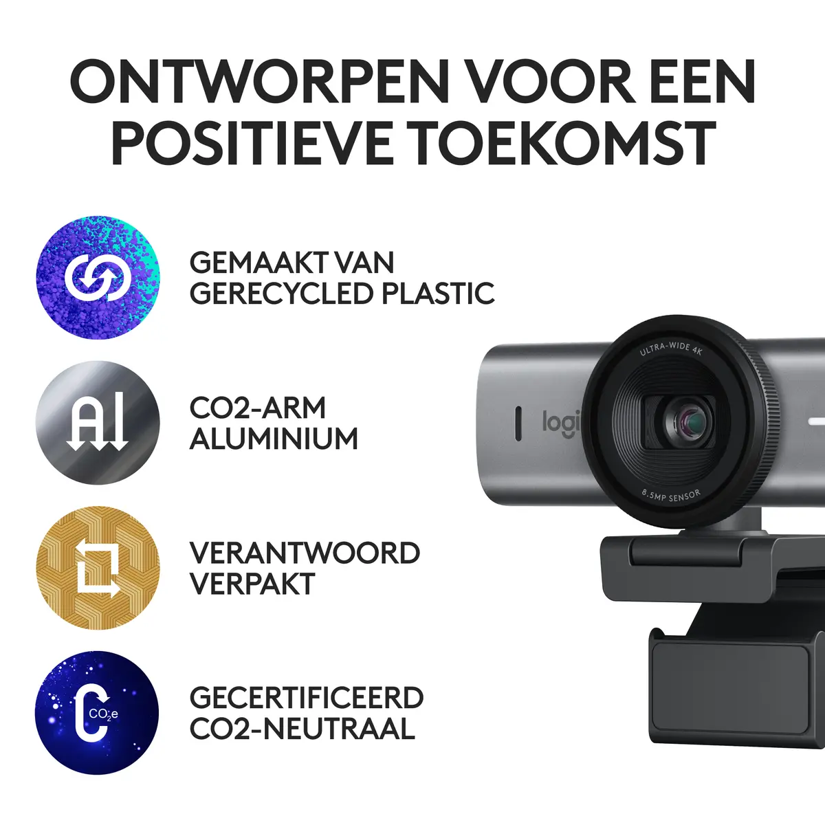 Logitech WebCam USB-C MX Brio 4K Ultra HD Graphite - Afbeelding 10