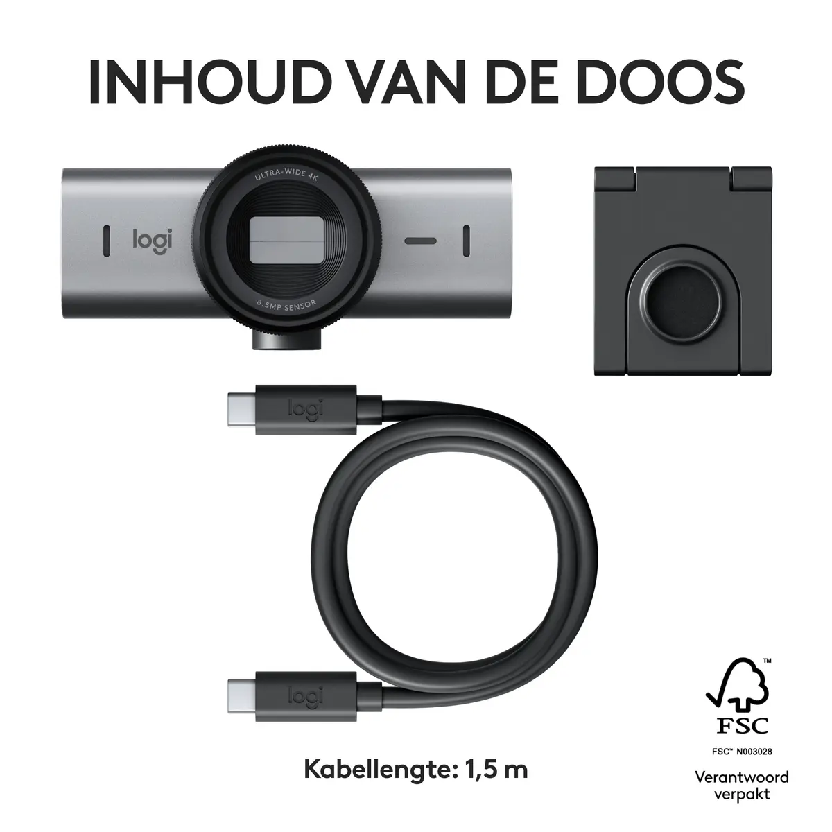 Logitech WebCam USB-C MX Brio 4K Ultra HD Graphite - Afbeelding 11