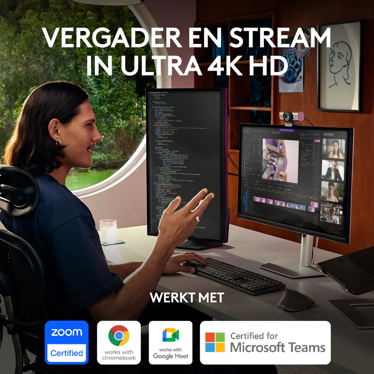 Logitech WebCam USB-C MX Brio 4K Ultra HD Graphite - Afbeelding 2