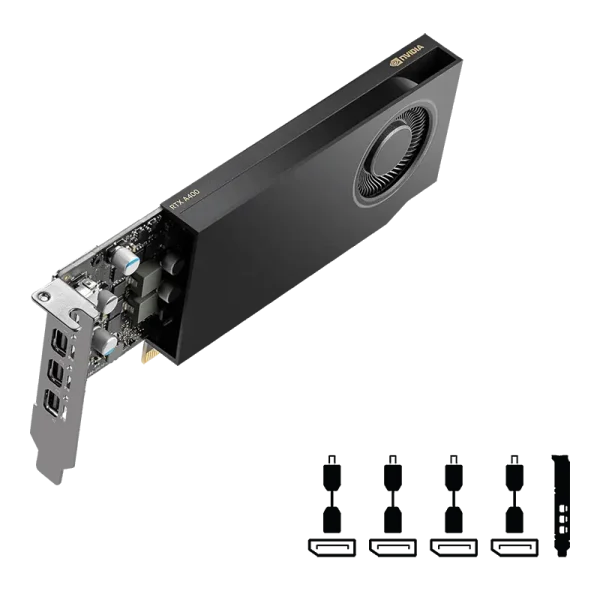 A400 PNY RTX 4GB/4xmDP/1slot incl. Adapter 4x mDP->DP