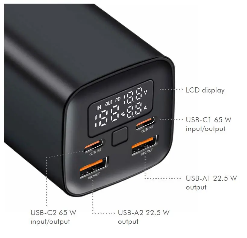 Power Bank 20000mAh LogiLink 2xUSB-C, 2x USB-A Zwart - Afbeelding 3