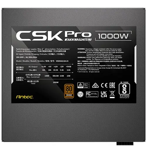 Antec 1000W CSK1000 PRO EC 80+ Bronze SemiModular ATX3.1 - Afbeelding 4