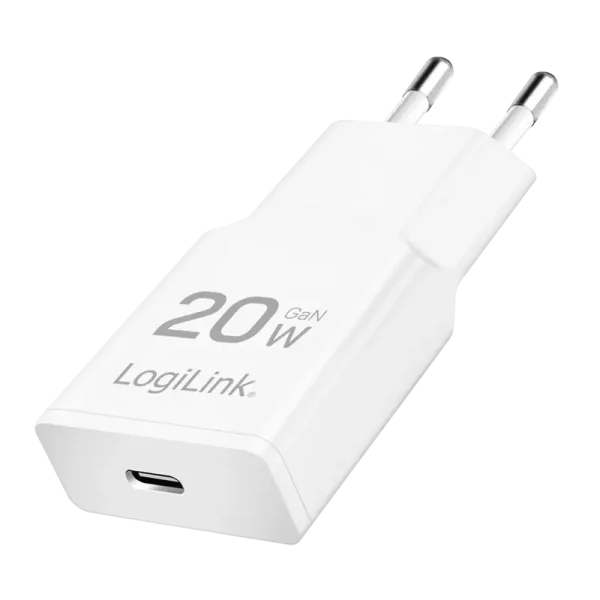 Lader 230V 1xUSB-C 20W LogiLink Wit (slim)