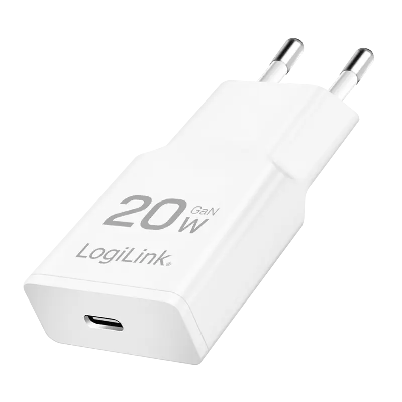 Lader 230V 1xUSB-C 20W LogiLink Wit (slim)