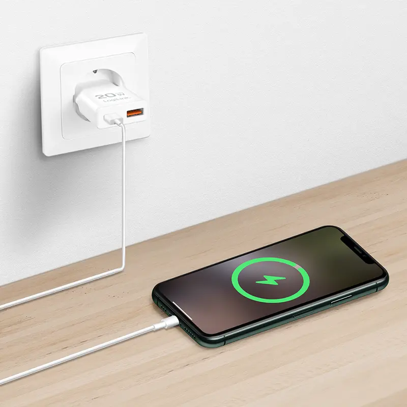 Lader 230V 1xUSB-C 20W+1xUSB-A 18W LogiLink Zwart - Afbeelding 4