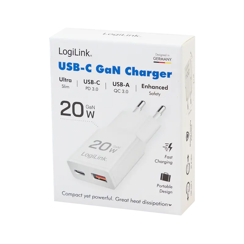 Lader 230V 1xUSB-C 20W+1xUSB-A 18W LogiLink Zwart - Afbeelding 5