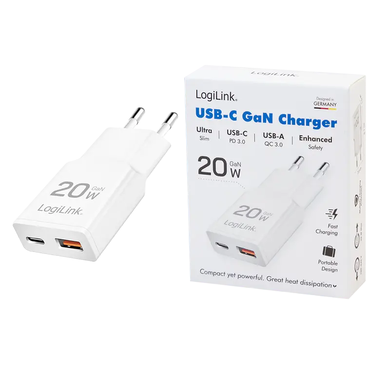 Lader 230V 1xUSB-C 20W+1xUSB-A 18W LogiLink Zwart - Afbeelding 6