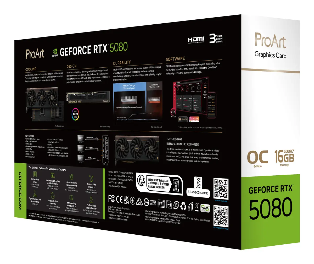 5080 ASUS PROART RTX OC 16GB/2xDP/HDMI/USB-C/2,5slot - Afbeelding 16