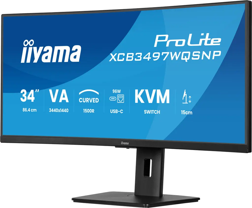 34" Iiyama ProLite XCB3497WQSNP-B1 Curved/WQHD/DP/2xHDMI - Afbeelding 3